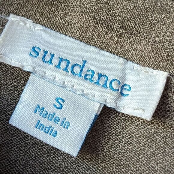 Sundance Tan Lace Sheer Peasant Blouse Top Sz S Neutral & Cami Undone Minimalist - Picture 8 of 12